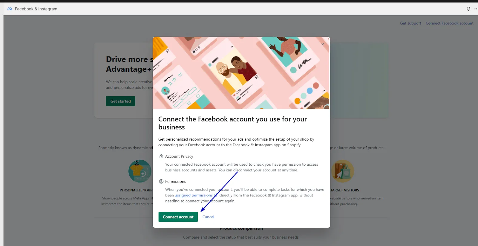 Set up Facebook button